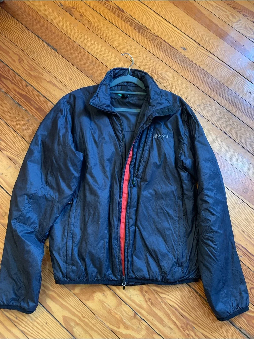 Eastern Mountain Sports Black Windbreaker with Red Trim Size S